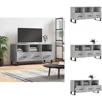 vidaXL Armoire TV gris béton 102x36x50 cm Bois composite - Meuble TV