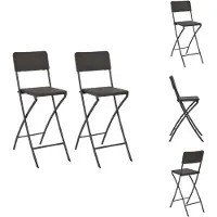 vidaXL Chaises de bar pliantes 2 pièces HDPE et acier brun aspect rotin - Chaises de jardin