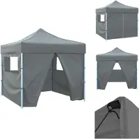 vidaXL Tente de réception pliante Pop-Up avec 4 parois latérales 3 x 3 m Anthracite - Pavillons & Tentes de réception