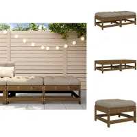 vidaXL Tabouret de jardin avec coussin 2 pcs. Marron miel Pin massif - Eléments de canapés de jardin