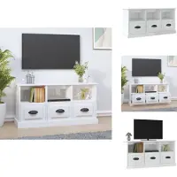 vidaXL Armoire TV blanc brillant 100x35x50 cm Bois composite - Meuble TV