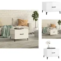 vidaXL Table basse avec pieds métalliques blanc brillant 50x50x40 cm - Tables basses