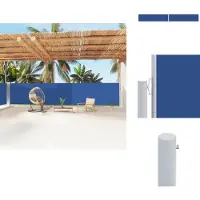 vidaXL Marquise latérale extensible Bleu 160x1200 cm - Parasols & Protection solaire