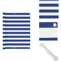 vidaXL Paravent de balcon Blanc et bleu 120x500 cm Tissu Oxford - Parasols et ombrelles