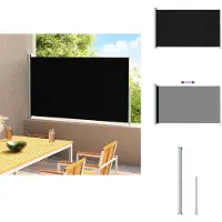 vidaXL Marquise latérale extensible 220x300 cm Noir - Parasols & Protection solaire