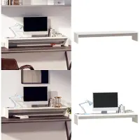 vidaXL Support d'écran Blanc 100x27x15 cm Pin massif - Support d'écran - Rehausse de bureau - Rehausse d'écran - Rehausses d'écran