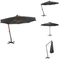 vidaXL Parasol avec mât Anthracite 3,5x2,9 m Sapin massif - Parasols & ombrelles
