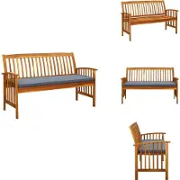 vidaXL Banc de jardin avec coussins 147 cm Bois massif acacia - Bancs de jardin