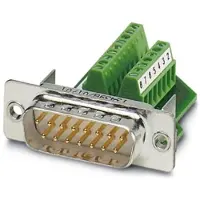 Phoenix Contact Connecteur Sub-D Male 15 Cts A Vis, Câble + prise électronique, Argent, Vert