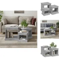 vidaXL Tables de salon 3 pcs. Bois composite gris béton - Tables basses