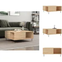 vidaXL Table basse Chêne Sonoma 80x80x36,5 cm Bois composite - Tables basses