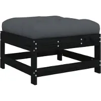 The Living Store Tabouret de jardin avec coussin Noir Pin massif