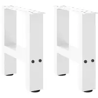 vidaXL Pieds de table basse blancs 2 pcs. 30x(30-31) cm acier