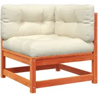 The Living Store Canapé d'angle de jardin avec coussin Marron cire Pin massif