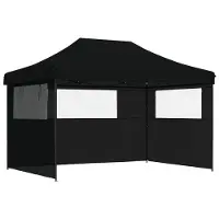 The Living Store Tente de réception Pop-Up pliable avec 3 panneaux latéraux Noir