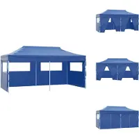 vidaXL Tente de réception professionnelle pliable avec 4 parois latérales 3×6m acier bleu - Pavillons & Tentes de réception