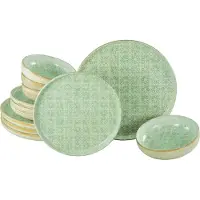 Creatable , 24085, Uno Emiliana vert, Set d'assiettes 12 pcs, grès