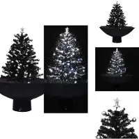 vidaXL Sapin de Noël à neige avec pied parapluie noir 75 cm PVC - Sapins de Noël