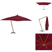 vidaXL Parasol avec mât en bois 400x300 cm rouge bordeaux - Parasols & Protection solaire