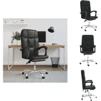 vidaXL Chaise de bureau avec fonction chaise longue noir similicuir - Chaises de bureau