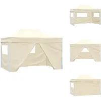 vidaXL Tente pliante Pop-Up avec 4 éléments latéraux 3 x 4,5 m blanc crème - Pavillons & Tentes de réception