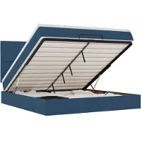 vidaXL Ottoman-lit avec matelas & LEDs bleu 160x200 cm Tissu
