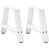 vidaXL Pieds de table basse en forme de A 2 pcs. Blanc 30x(30-31) cm Acier