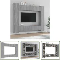 The Living Store Ensemble de 8 meubles TV Gris Sonoma Bois composite