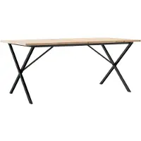 The Living Store Table de salle à manger piétement X 180x90x75,5 cm pin massif & fonte