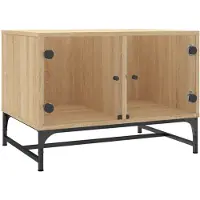 The Living Store Table basse avec portes vitrées Chêne Sonoma 68,5x50x50 cm
