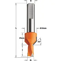Cmt 377.080.12 Dübelbohrer mit festem Senker 8mm, Schaft 10 links