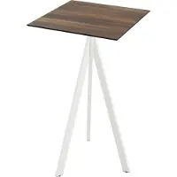 Veba Table de bar Infinity Tripod, structure blanche et plateau HPL imitation bois tropical, 70 x 70 cm, 1 pièce