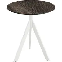 Veba Table de terrasse Infinity Tripod, structure blanche + plateau en stratifié haute pression (HPL) aspect bois lavé Ø70 cm, 1 pièce