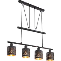 Globo Plafonnier Design Tunno - H. 180 Cm - Noir Et Doré