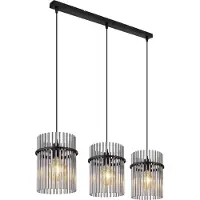 Globo Suspension noire Gorley avec verre fumé 3 lumières