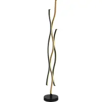 Globo Lampadaire Geronimo noir avec du bois