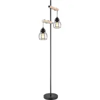 Globo Lighting Lampadaire sur pied Mina noir avec du bois