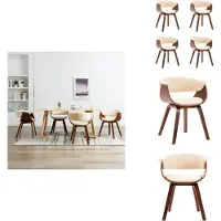 vidaXL Chaises de salle à manger 4 pcs. Crème Bois courbé et similicuir - Chaises de salle à manger