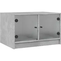 The Living Store Table basse avec portes vitrées gris béton 68x50x42 cm