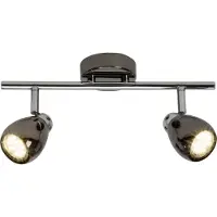 Brilliant LED Milano Spot tubulaire | spot de plafond moderne | 2 flammes | métal | chrome/noir| têtes pivotantes | 2x GU10 max 3 W