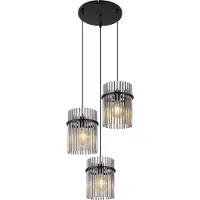 Globo Lampe à suspendre métal noir mat, 3x E27
