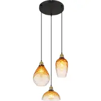 Globo Lighting Lampe à suspendre Salon Verre Lampe à suspendre Salle à manger Ambre 15786-3H1