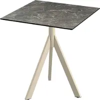 Essentials Table de patio Infinity Tripod, structure couleur sable + plateau HPL effet marbre Galaxy, 70 x 70 cm, 1 pièce