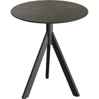 Essentials Table de terrasse Infinity Tripod, structure noire + plateau HPL effet marbre Midnight Ø70 cm, 1 pièce