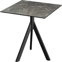 Essentials Table de terrasse Infinity Tripod, structure noire et plateau HPL effet marbre Galaxy, 70 x 70 cm, 1 pièce