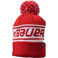 Bauer Unisexe, Bonnet, Team Ribbed Pom SR Wintermütze, Noir