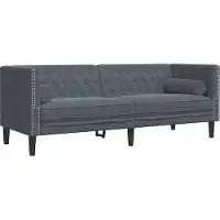 vidaXL Canapé Chesterfield avec traversins 3 places gris foncé velours