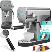 Clatronic Machine à café expresso 20 Bar Inox PC-ES/KA1265-inox
