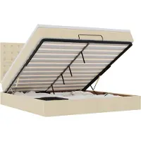 vidaXL Lit ottoman avec matelas Crème 160x200 cm Tissu