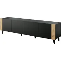 Halmar Meuble TV FARO 200x42x52 noir mat + chêne craft